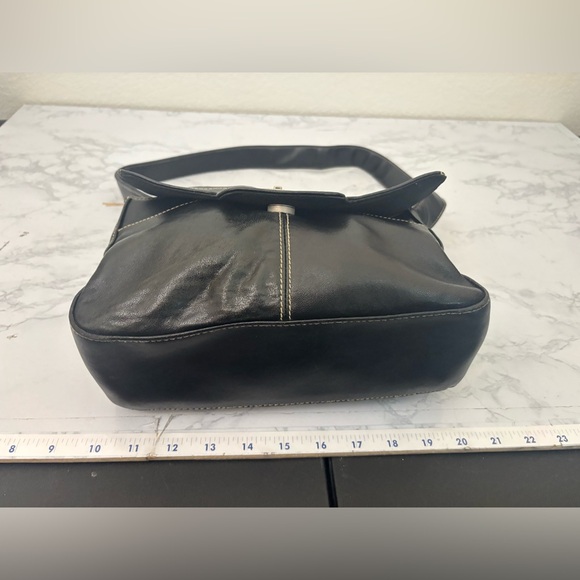 Hush Puppies Leather Handbag Shoulder Bag Black Vintage 80s - Picture 8 of 10